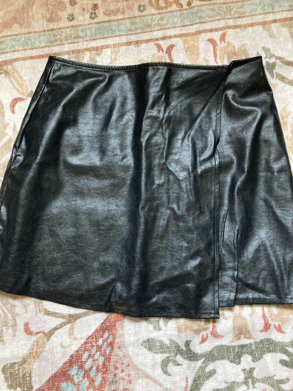 She + Sky Black Faux Leather Mini Skirt